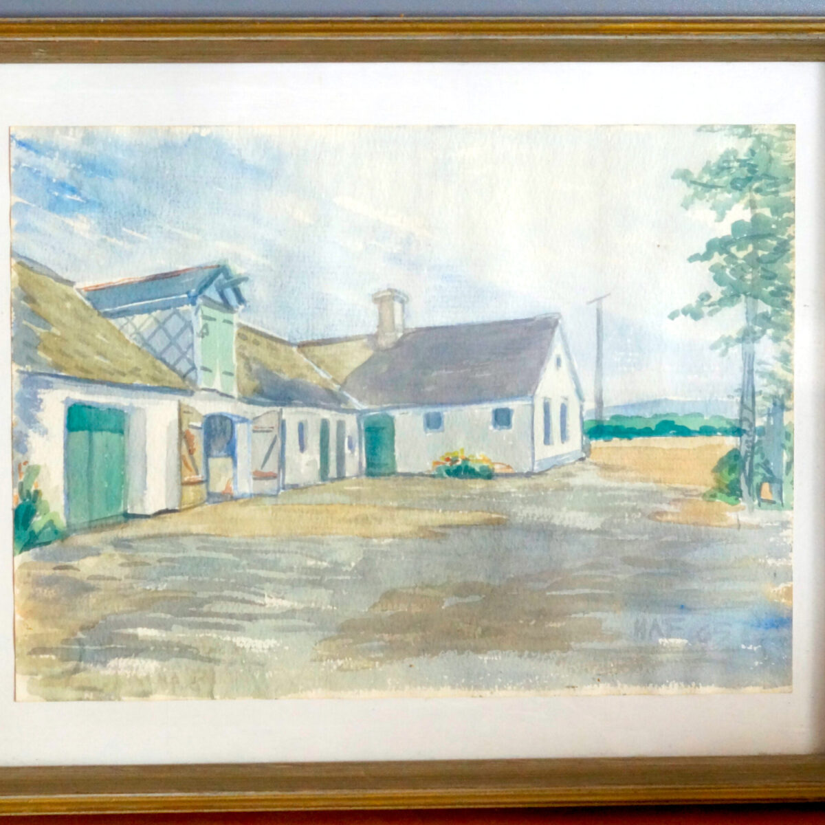 Lade og skolestue ved Hammelev Præstegård malet af Alfred Fahrendorff kort før nedrivningen i 1960'erne.