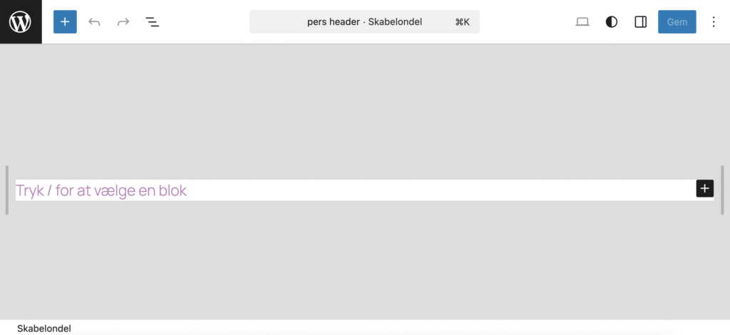 Headeren bygges som blokgruppe.